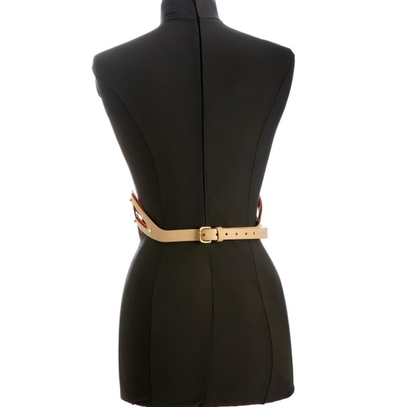 Fleet Ilya Saddle Leather Cut Out Belt, Nude/Coral